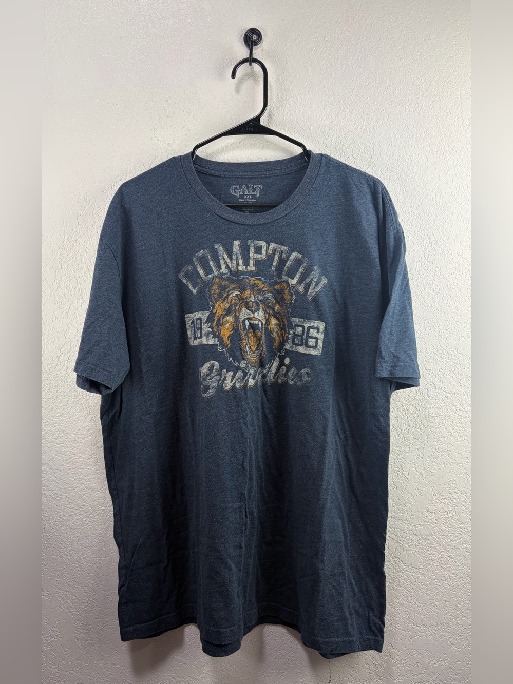 Galt Compton Grizzlies 1986 Men Extra Large XXL Tee T Shirt Heather Blue Retro